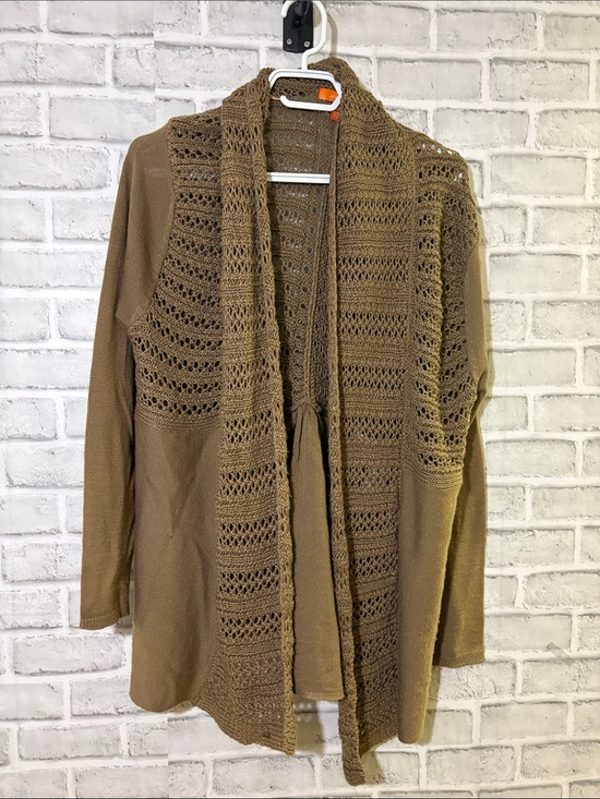 Joe Fresh Sweaters - Joe Fresh Crochet Open-Front Long Cardigan Sweater - Brown, medium